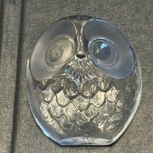 Mats Jonasson Signed Glass Owl Figure Sculpture Paperweight